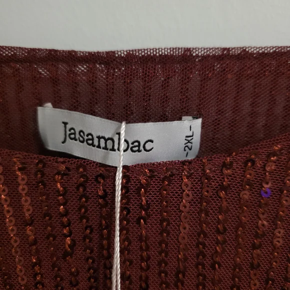 Elegant Red Sequin Blouse by Jostar - Picture 5 of 10